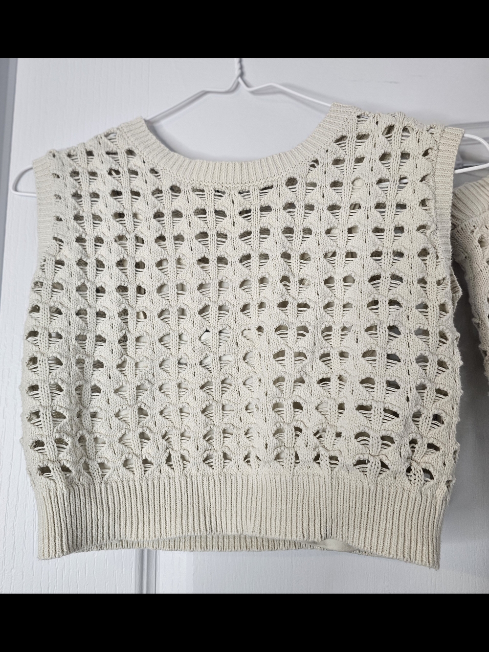 Crochet Knit Two-Piece Set in Cream — Sleeveless Crop Top & Skirt, Freshman 1996 - Picture 2 of 5